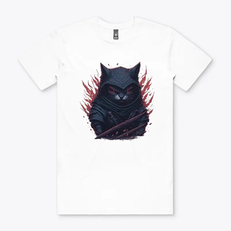 Crimson Ninja Cat Colorful T-Shirt