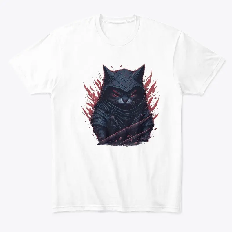 Crimson Ninja Cat Colorful T-Shirt